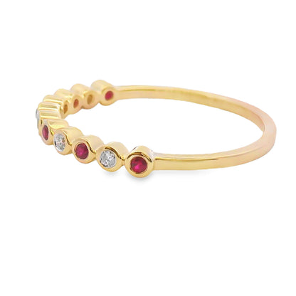 .13ct Ruby Diamond stackable band set 14KT Yellow Gold by Bids.com