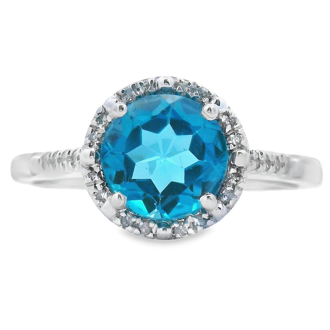 1.35ct London Blue Topaz Diamond Ring 10KT White Gold by Bids.com