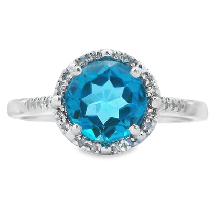 1.35ct London Blue Topaz Diamond Ring 10KT White Gold by Bids.com