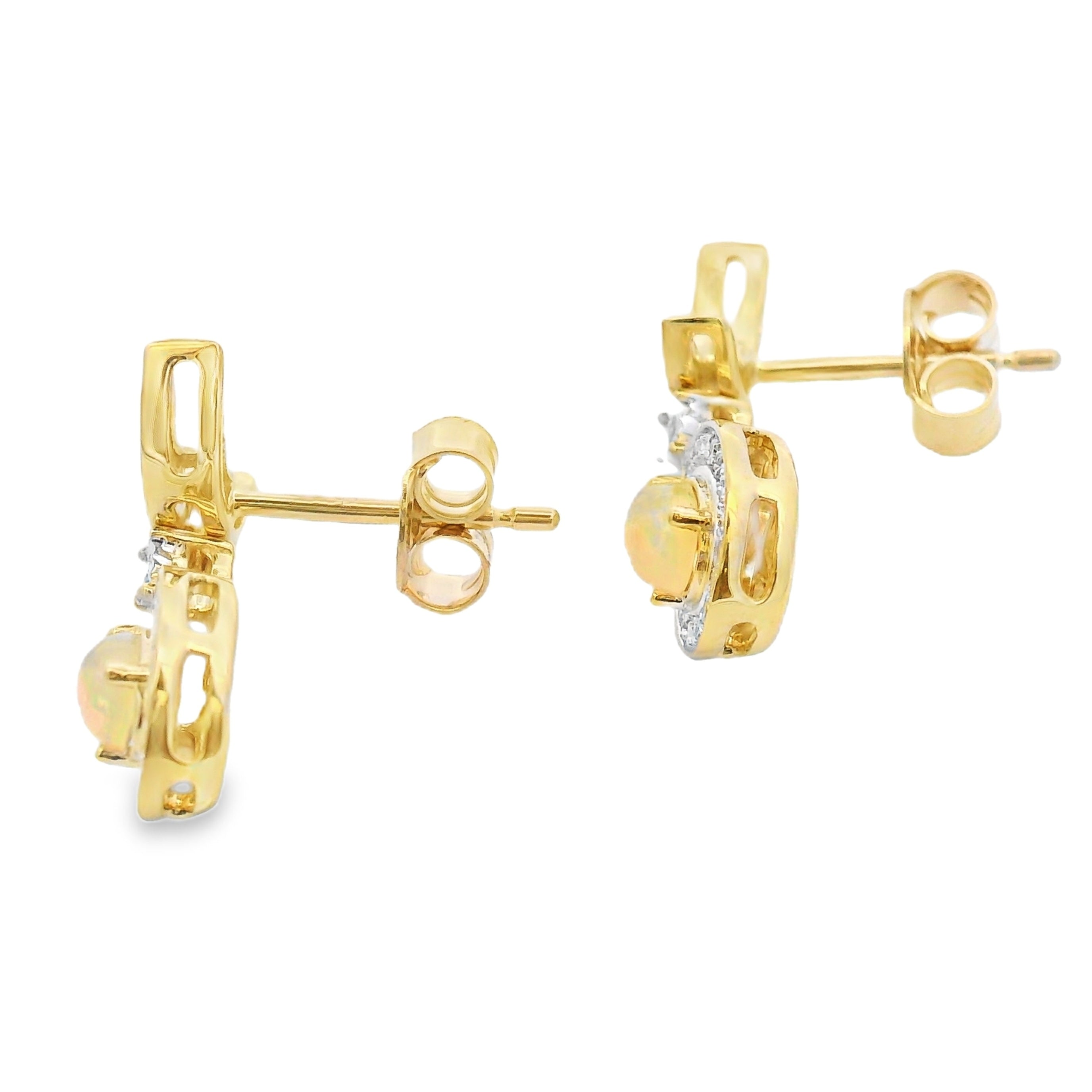 .42ct Opal Diamond Dangle Earrings 10KT Yellow Gold by Bids.com