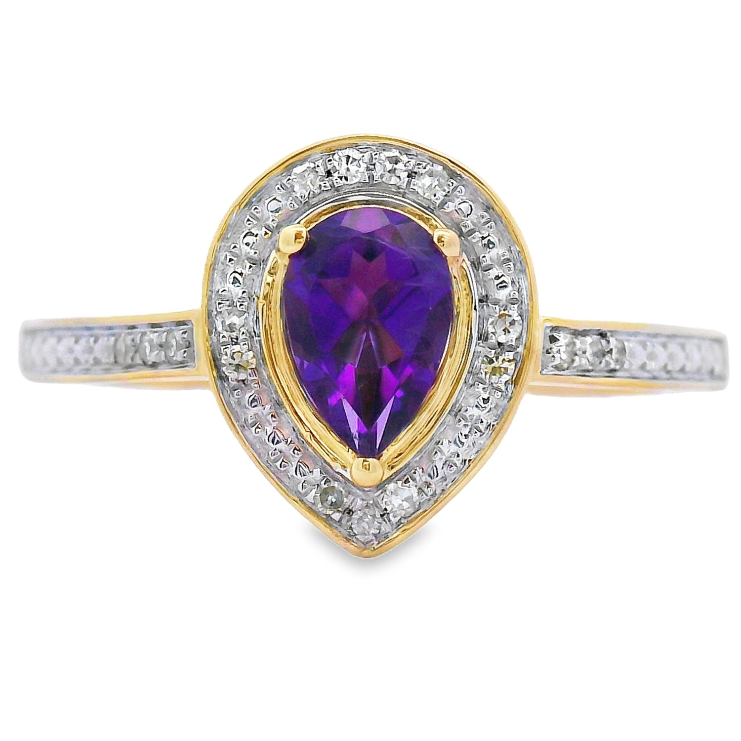 Genuine .42ct Amethyst Diamond Ring 10KT Yellow Gold by Bids.com
