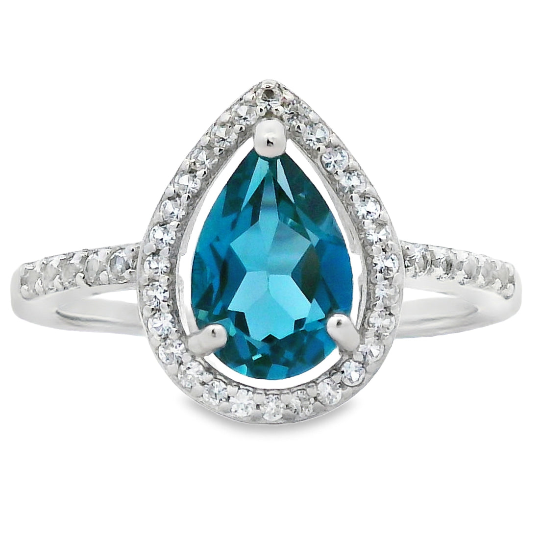 London Blue Topaz Created Sapphire Ring Sterling Silver by Bids.com