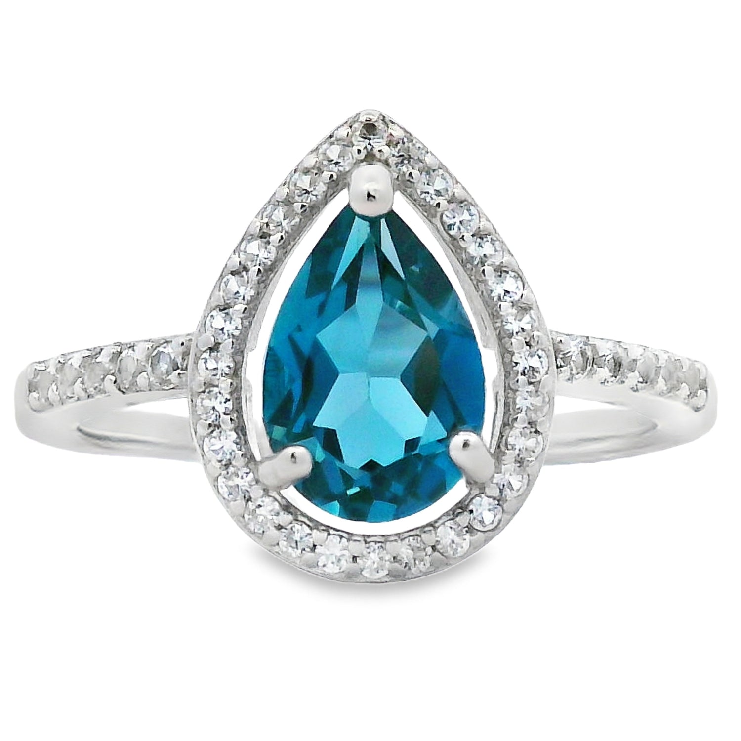London Blue Topaz Created Sapphire Ring Sterling Silver by Bids.com