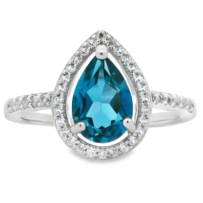 London Blue Topaz Created Sapphire Ring Sterling Silver by Bids.com