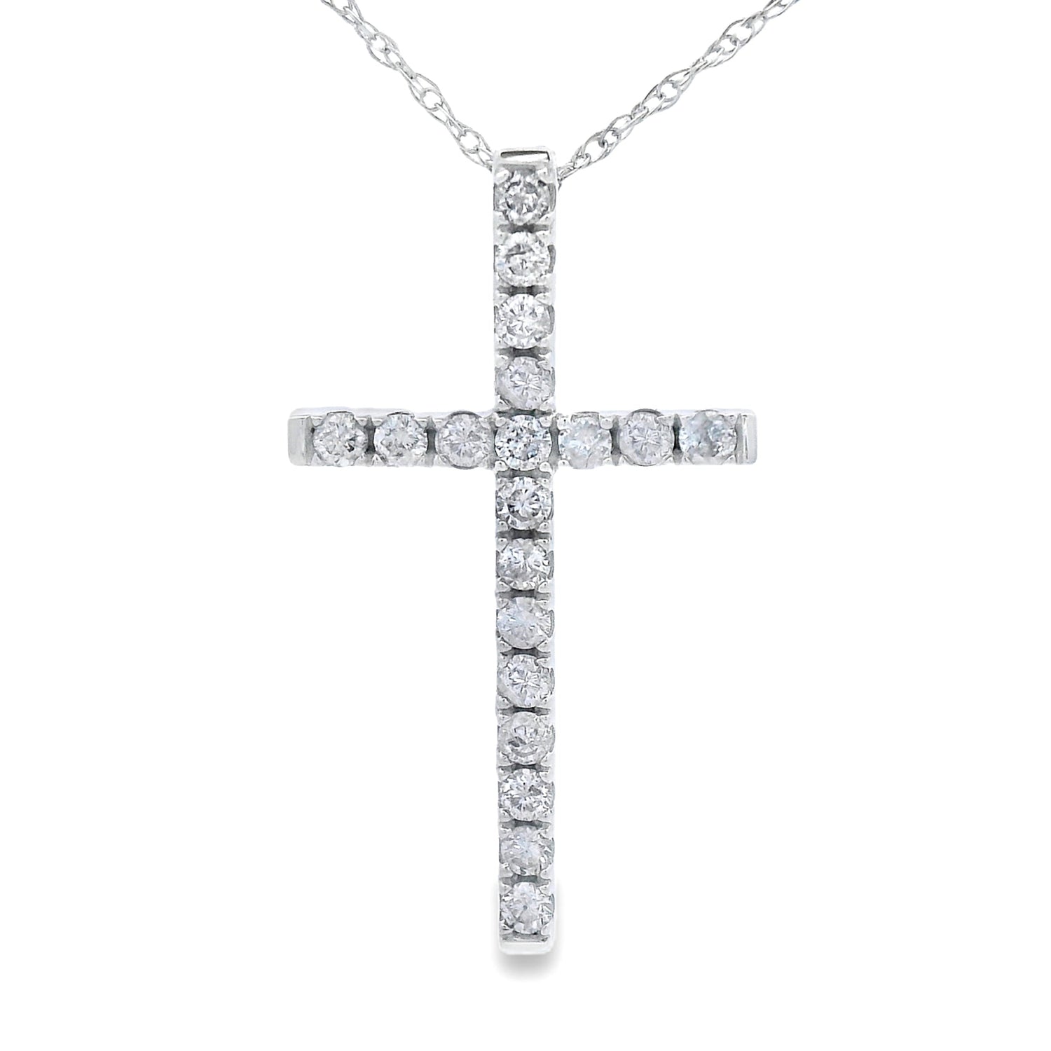 .24ct Diamond Cross Religious Pendant 14KT White Gold by Bids.com