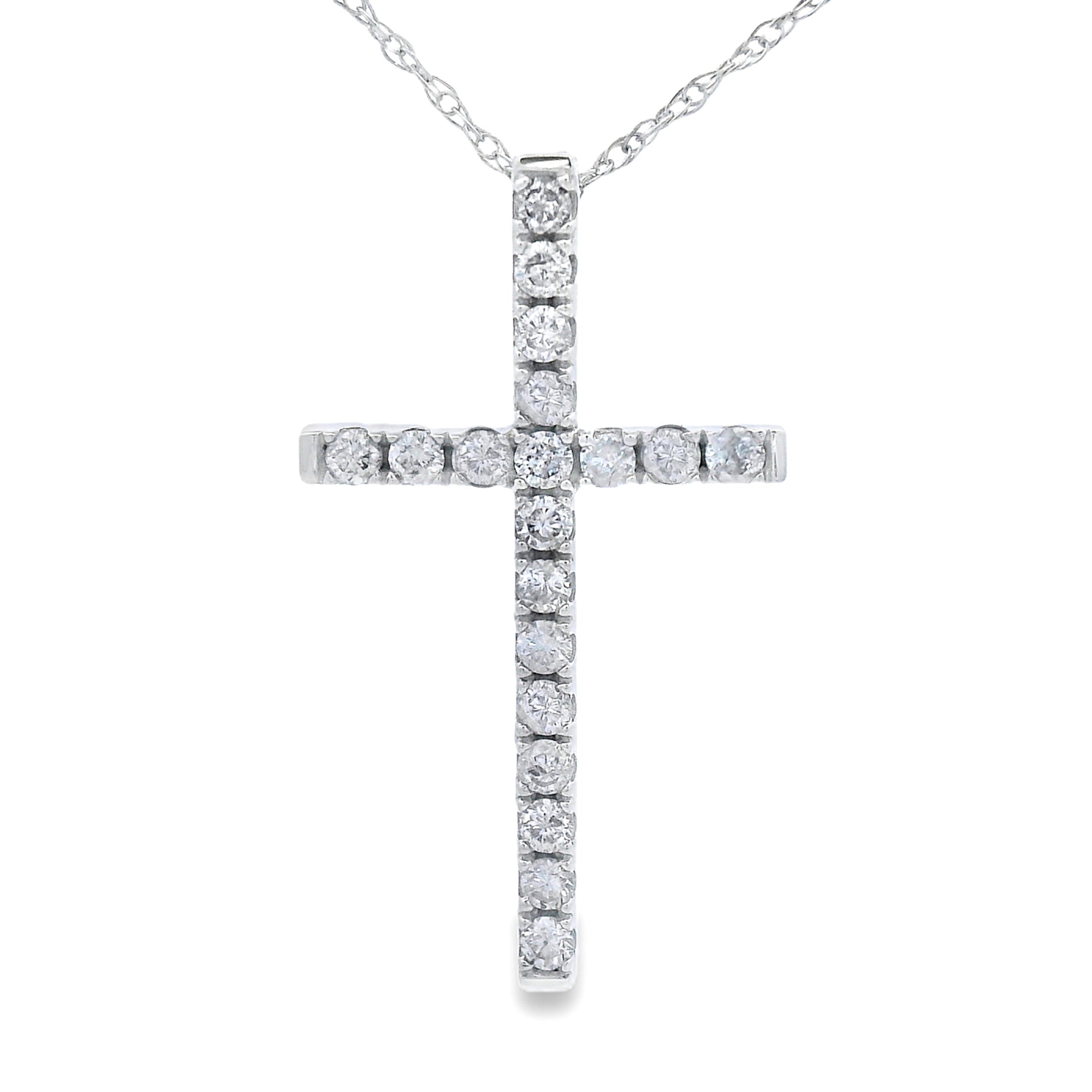 .24ct Diamond Cross Religious Pendant 14KT White Gold by Bids.com