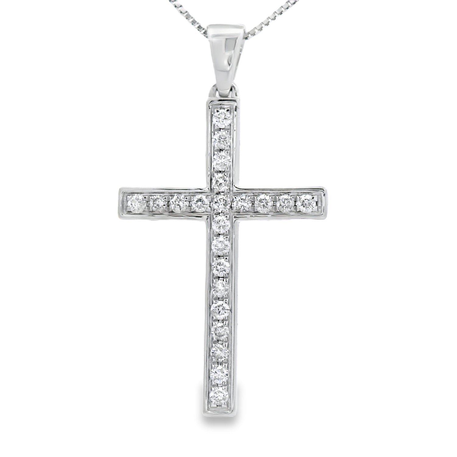 .22ct Diamond Cross Religious Pendant 14KT White Gold by Bids.com