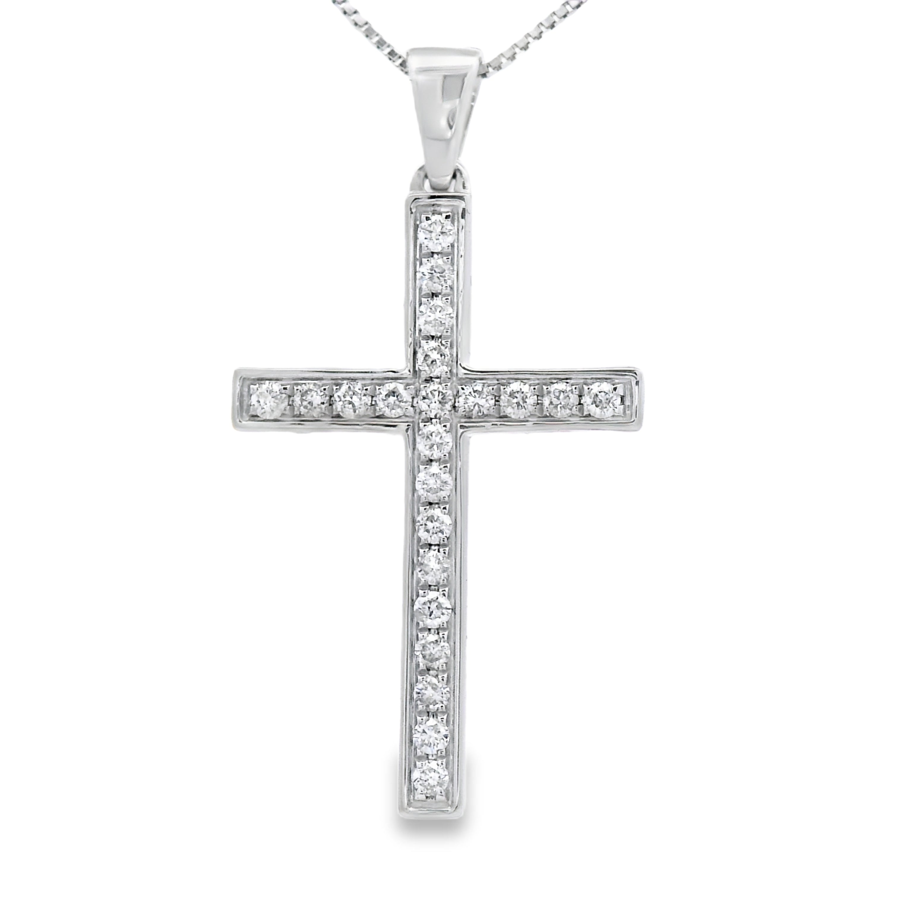 .22ct Diamond Cross Religious Pendant 14KT White Gold by Bids.com