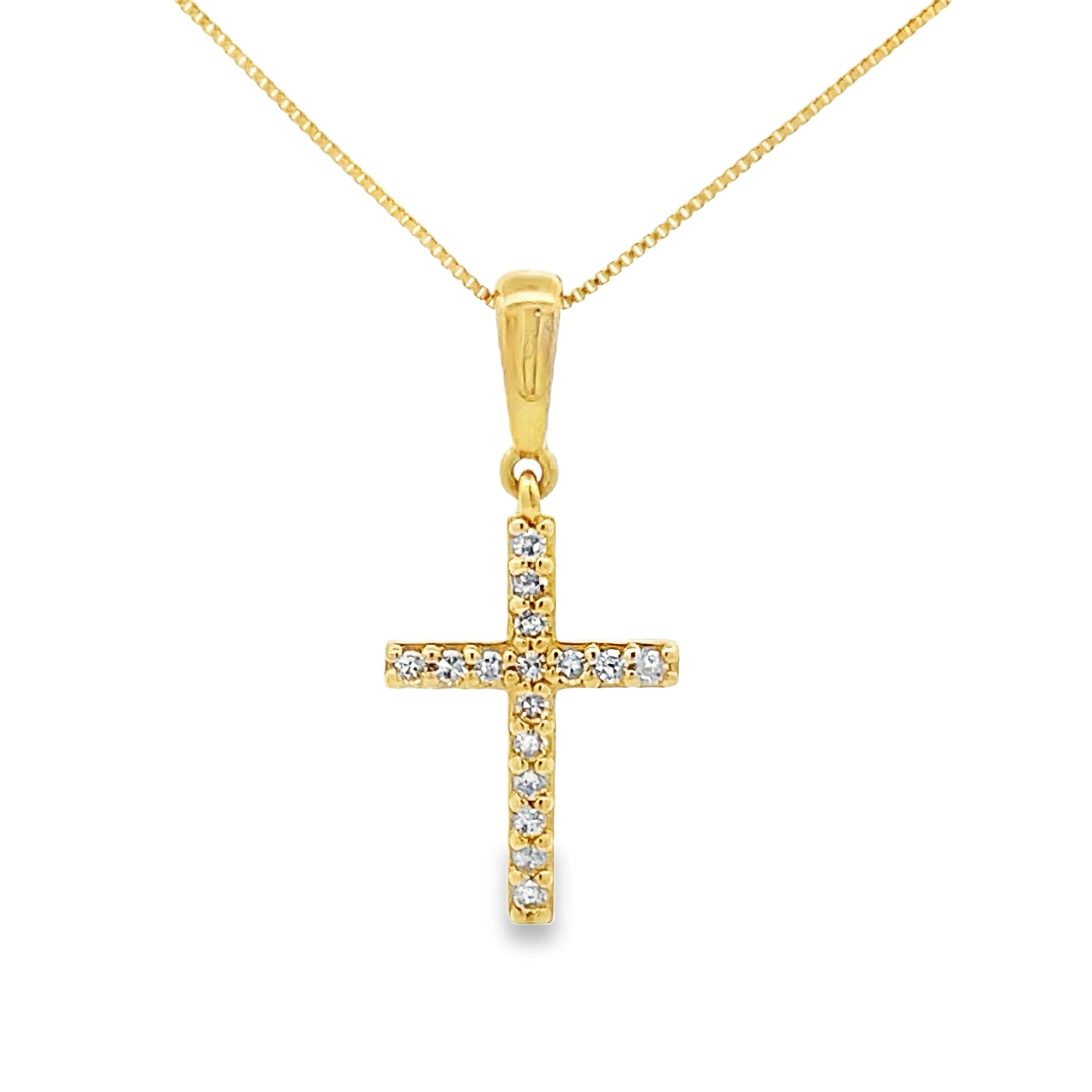 .08ct Diamond Cross Religious Pendant 10KT Yellow Gold by Bids.com