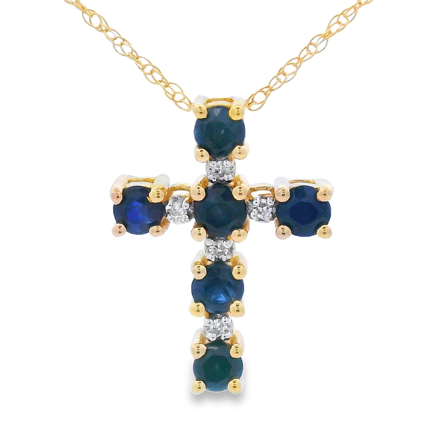 .32ct Sapphire Cross Religious Pendant 10KT Yellow Gold by Bids.com