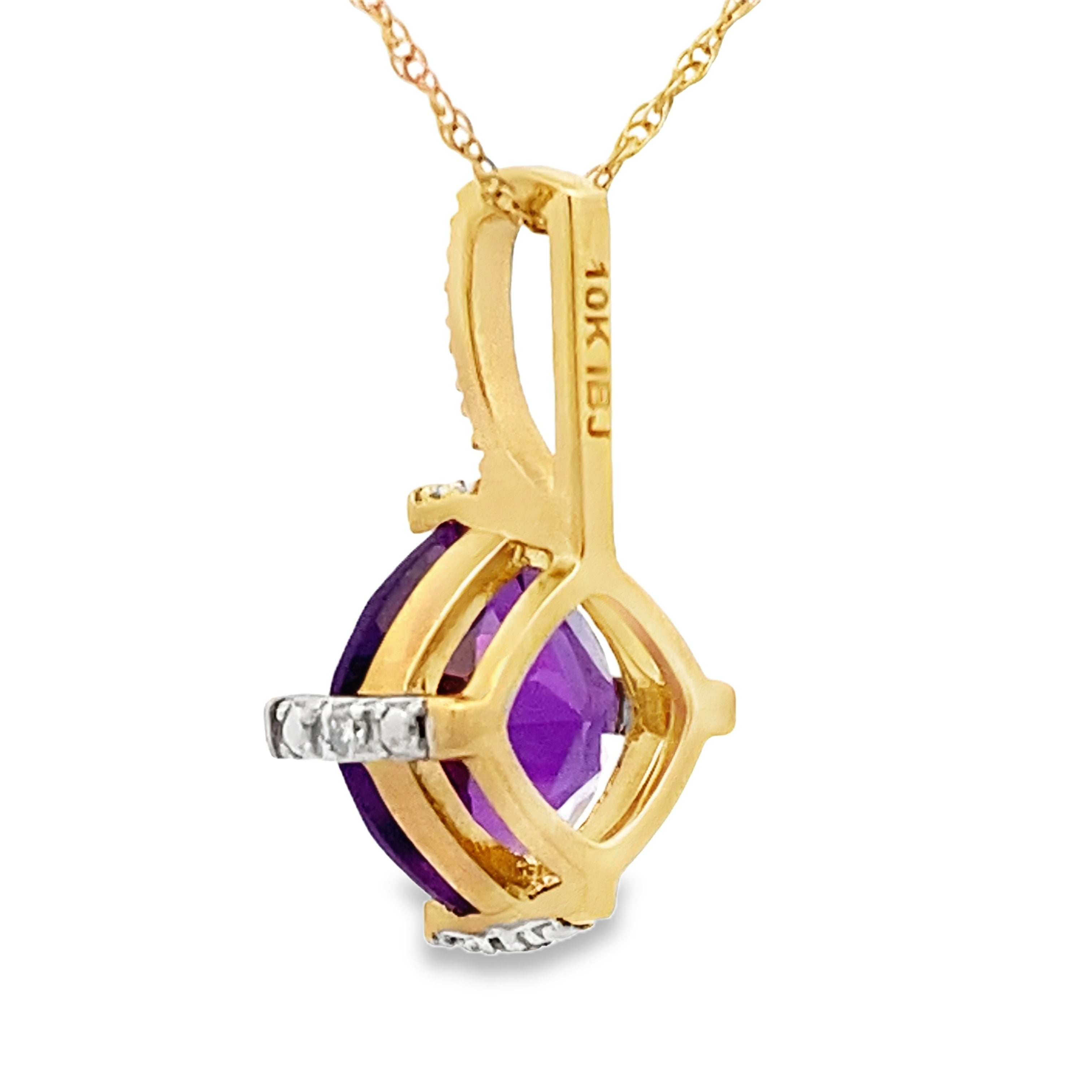 Amethyst Diamond Fashion Pendants 10KT Yellow Gold by Bids.com