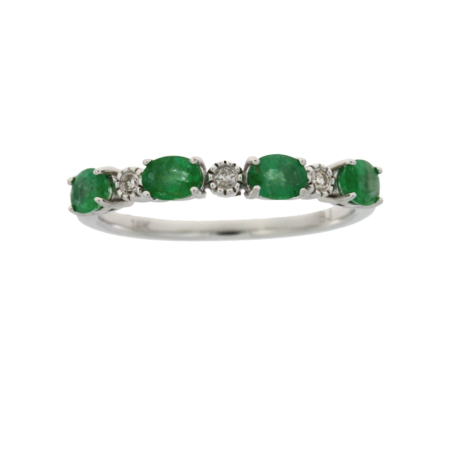 Emerald Diamond Fashion band rings 14KT White Gold by Bids.com