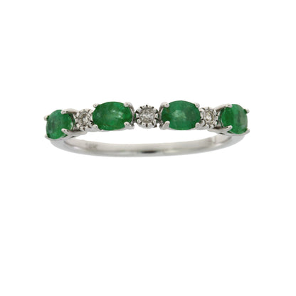 Emerald Diamond Fashion band rings 14KT White Gold by Bids.com