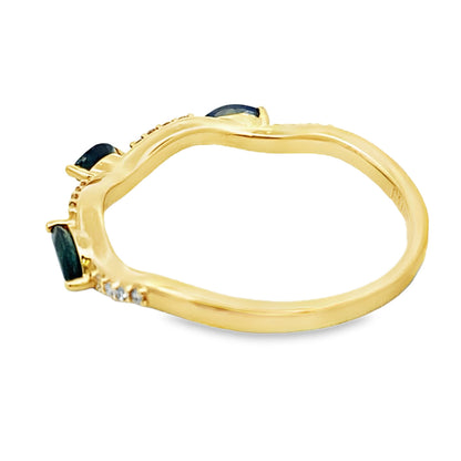 Sapphire Diamond stackable band set 14KT Yellow Gold by Bids.com