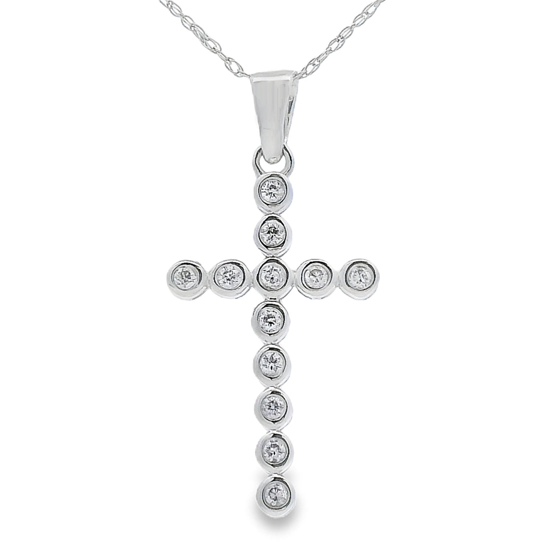 .12ct Diamond Cross Religious Pendant 14KT White Gold by Bids.com