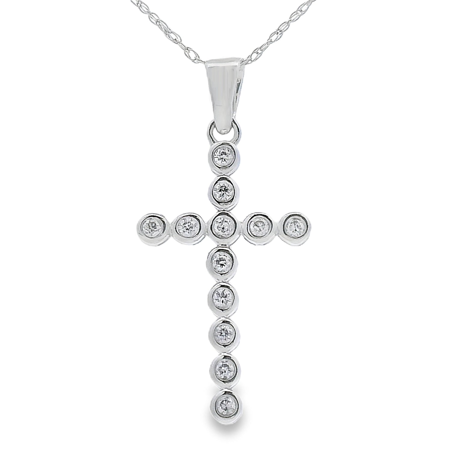 .12ct Diamond Cross Religious Pendant 14KT White Gold by Bids.com