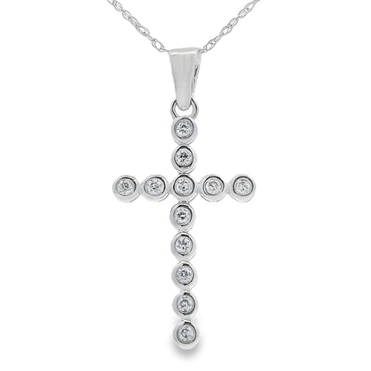 .12ct Diamond Cross Religious Pendant 14KT White Gold by Bids.com