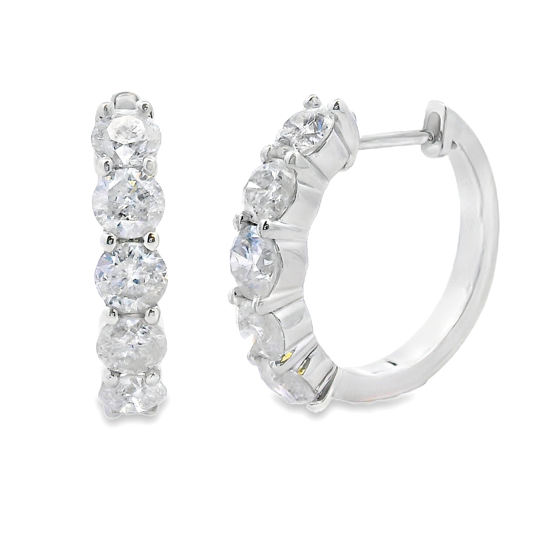 Natural 2.00ct Diamond Hoop Earrings 14KT White Gold by Bids.com