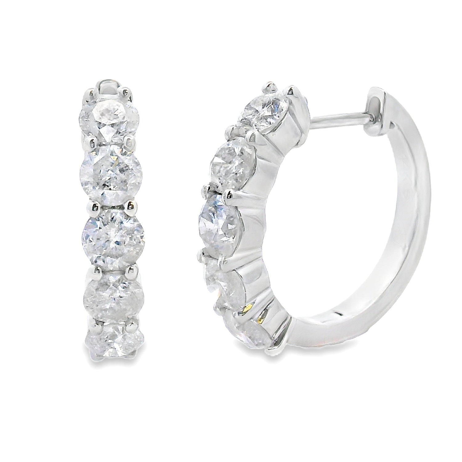 Natural 2.00ct Diamond Hoop Earrings 14KT White Gold by Bids.com