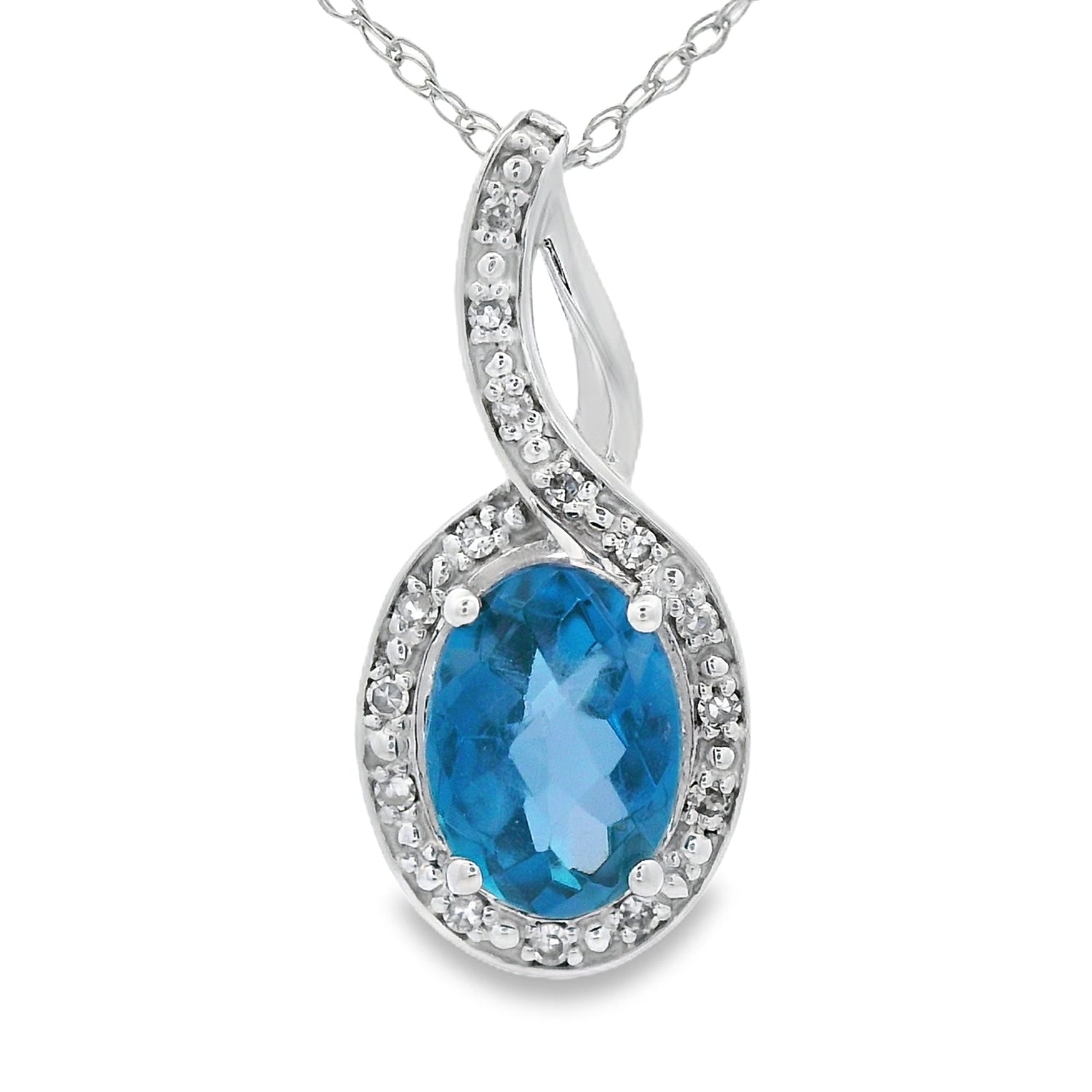 London Blue Topaz Fashion Pendants 10KT White Gold by Bids.com
