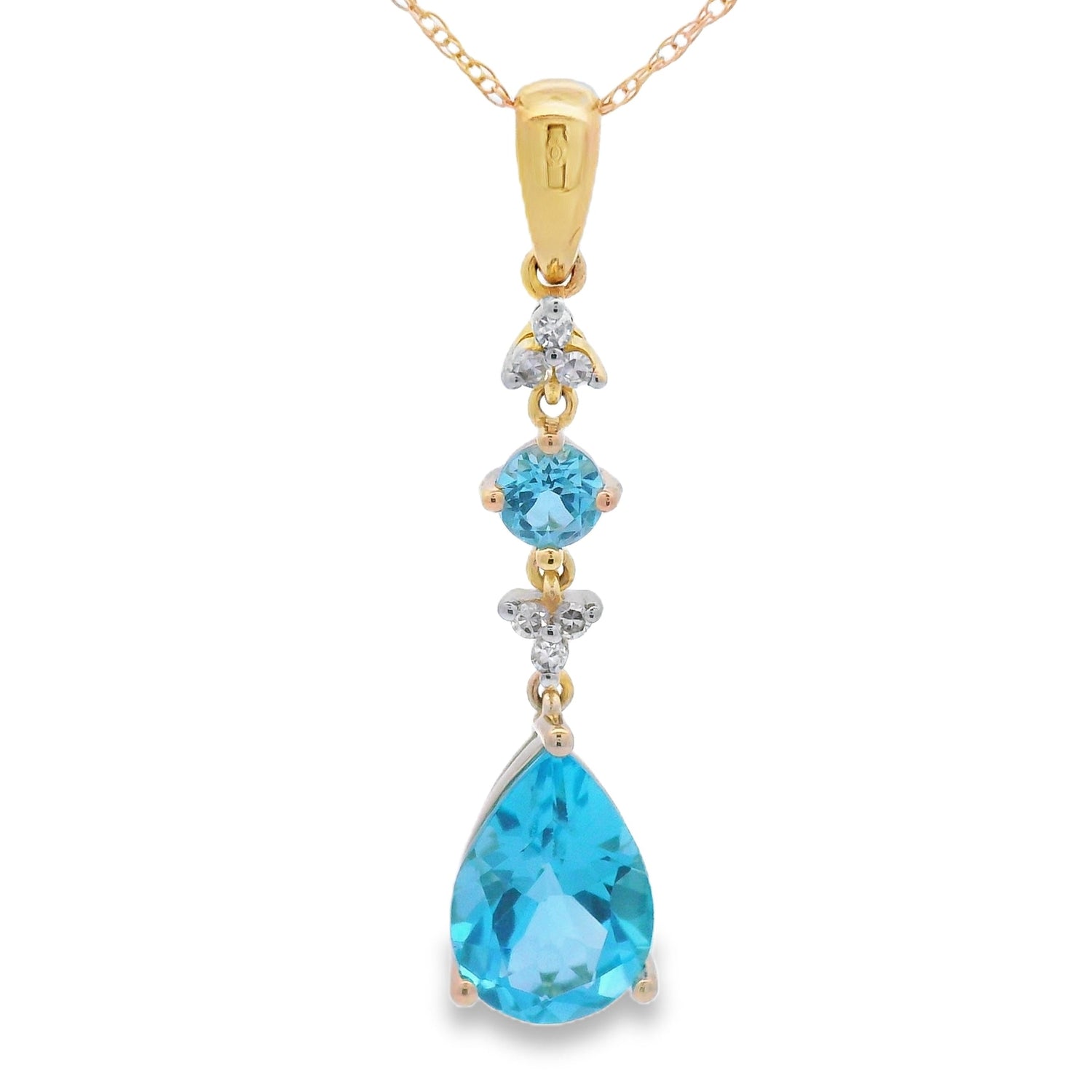 Blue Topaz Diamond Fashion Pendants 10KT Yellow Gold by Bids.com