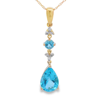 Blue Topaz Diamond Fashion Pendants 10KT Yellow Gold by Bids.com