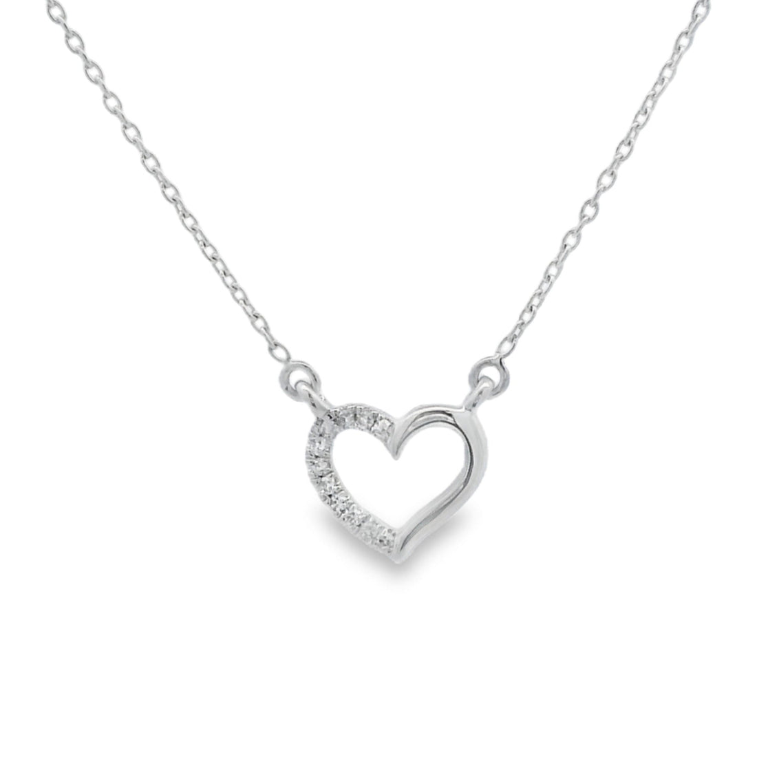 .03ct Diamond Heart Love Pendant 14KT White Gold by Bids.com