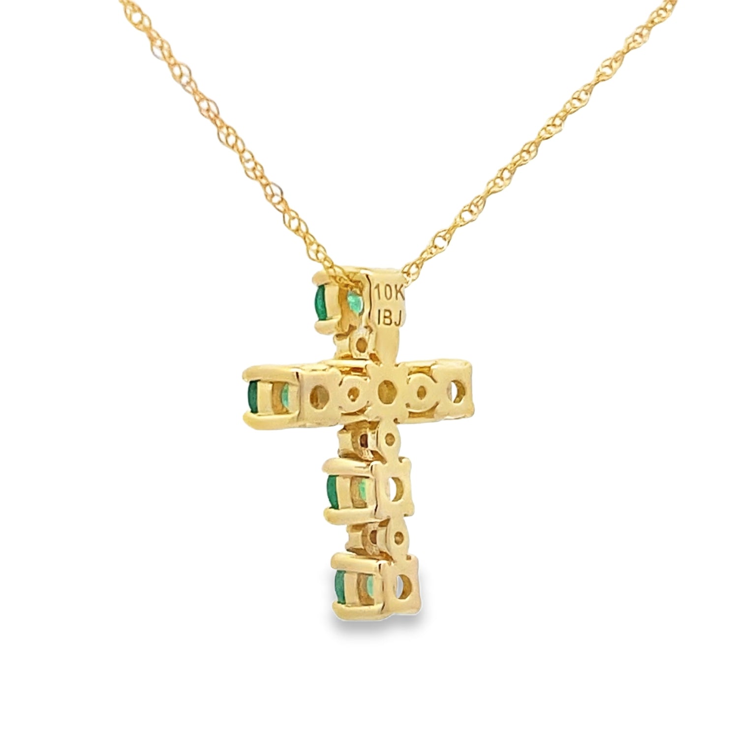 .26ct Emerald Cross Religious Pendant 10KT Yellow Gold by Bids.com