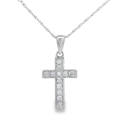 .12ct Diamond Cross Religious Pendant 14KT White Gold by Bids.com
