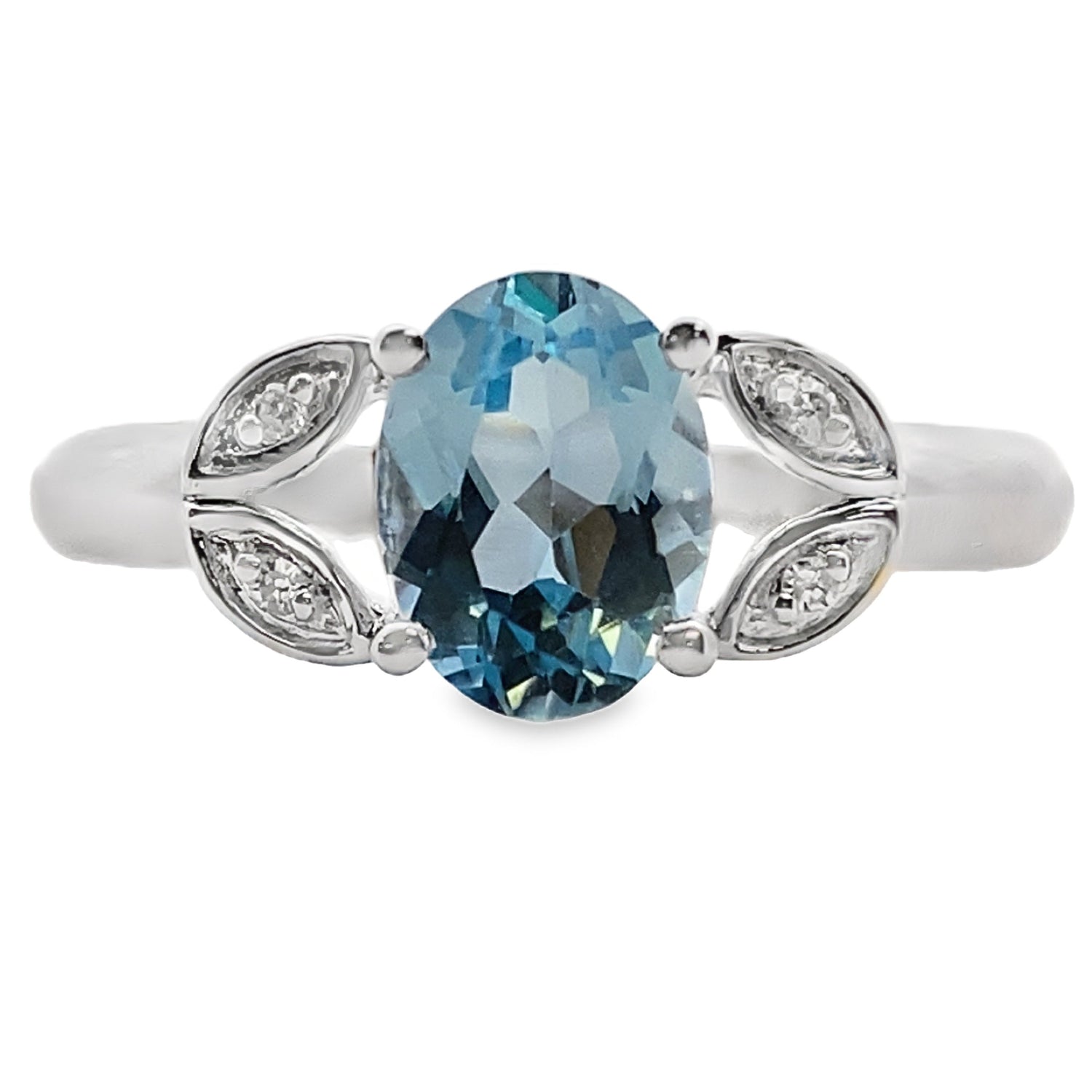 Blue Topaz Diamond Fashion band rings 10KT White Gold by Bids.com