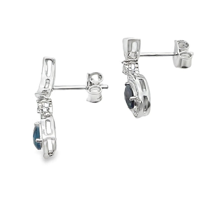 .59ct London Blue Topaz Dangle Earrings 10KT White Gold by Bids.com