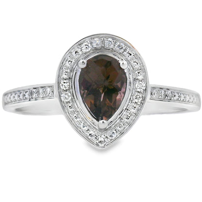 Natural .46ct Quartz Diamond Ring 10KT White Gold by Bids.com