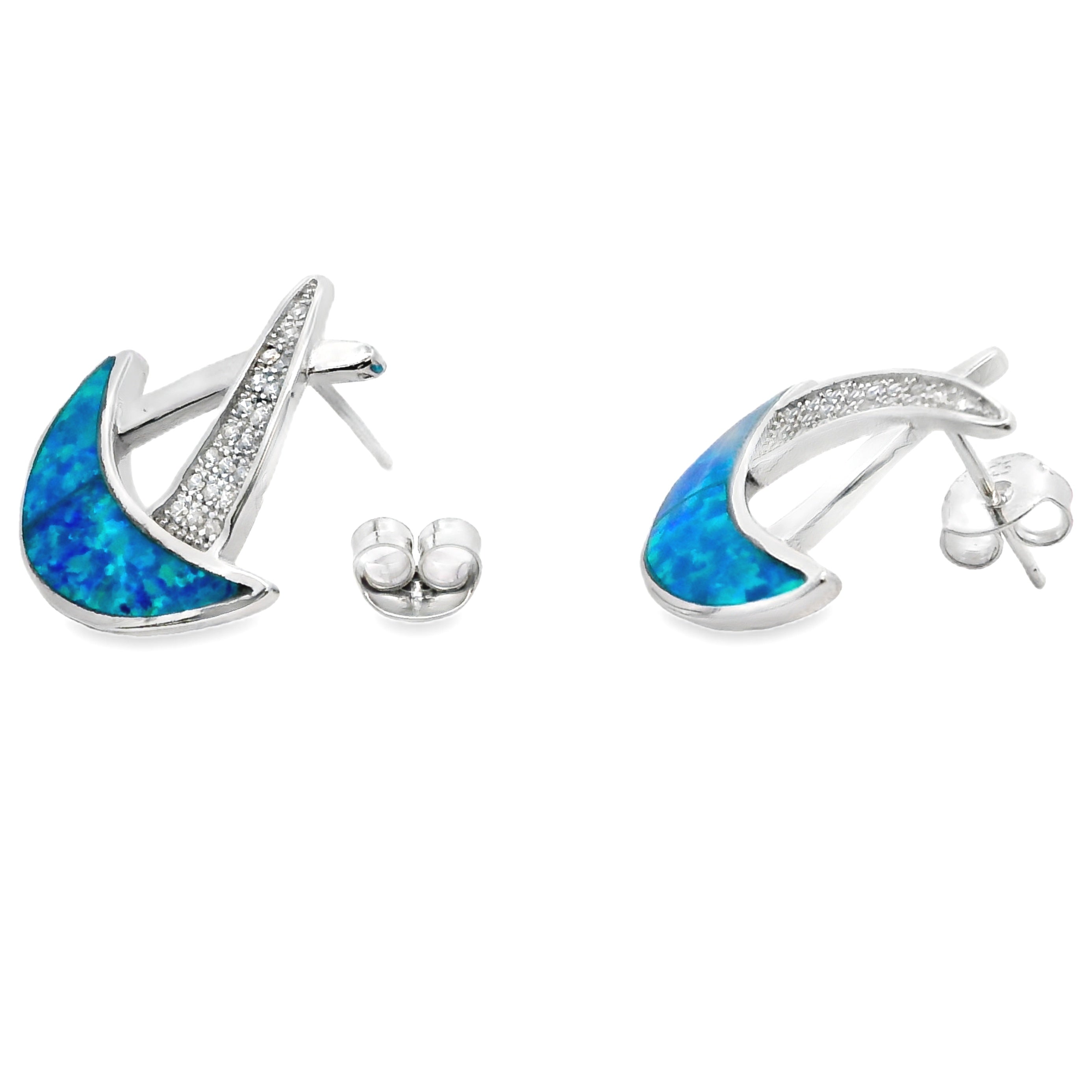 Natural Created Opal Dangle Earrings Sterling Silver by Bids.com
