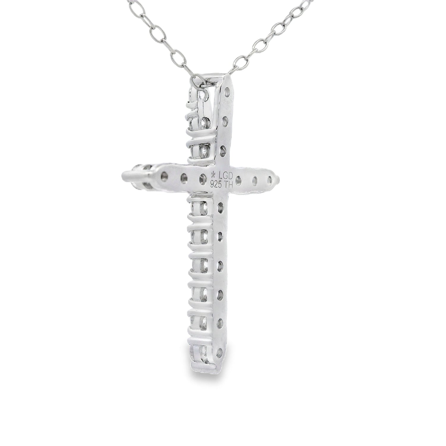 Genuine .65ct Cross Religious Pendant Sterling Silver
