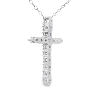 Genuine .65ct Cross Religious Pendant Sterling Silver