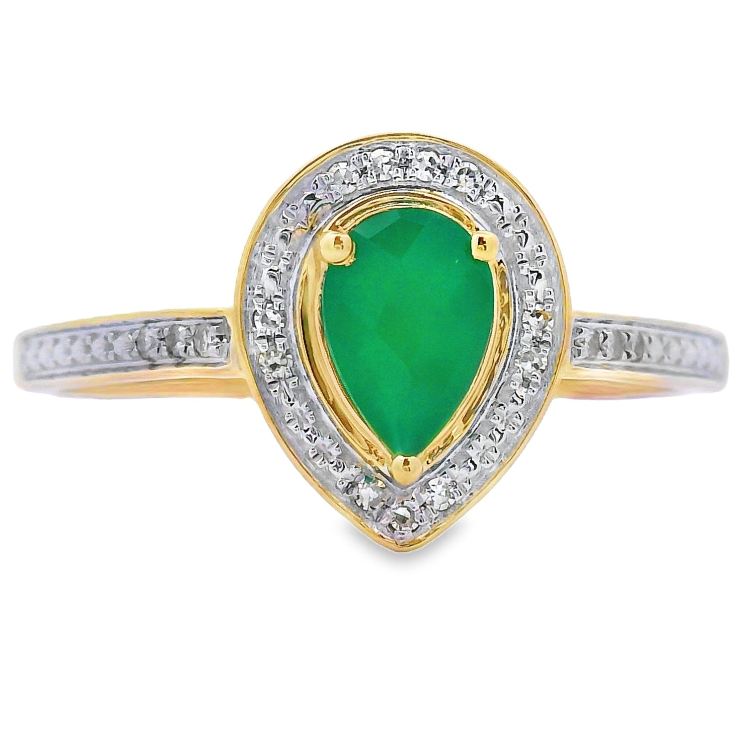 Genuine .55ct Chalcedony Diamond Ring 10KT Yellow Gold by Bids.com