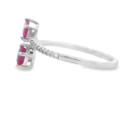 Genuine .57ct Ruby Diamond Ring 14KT White Gold by Bids.com