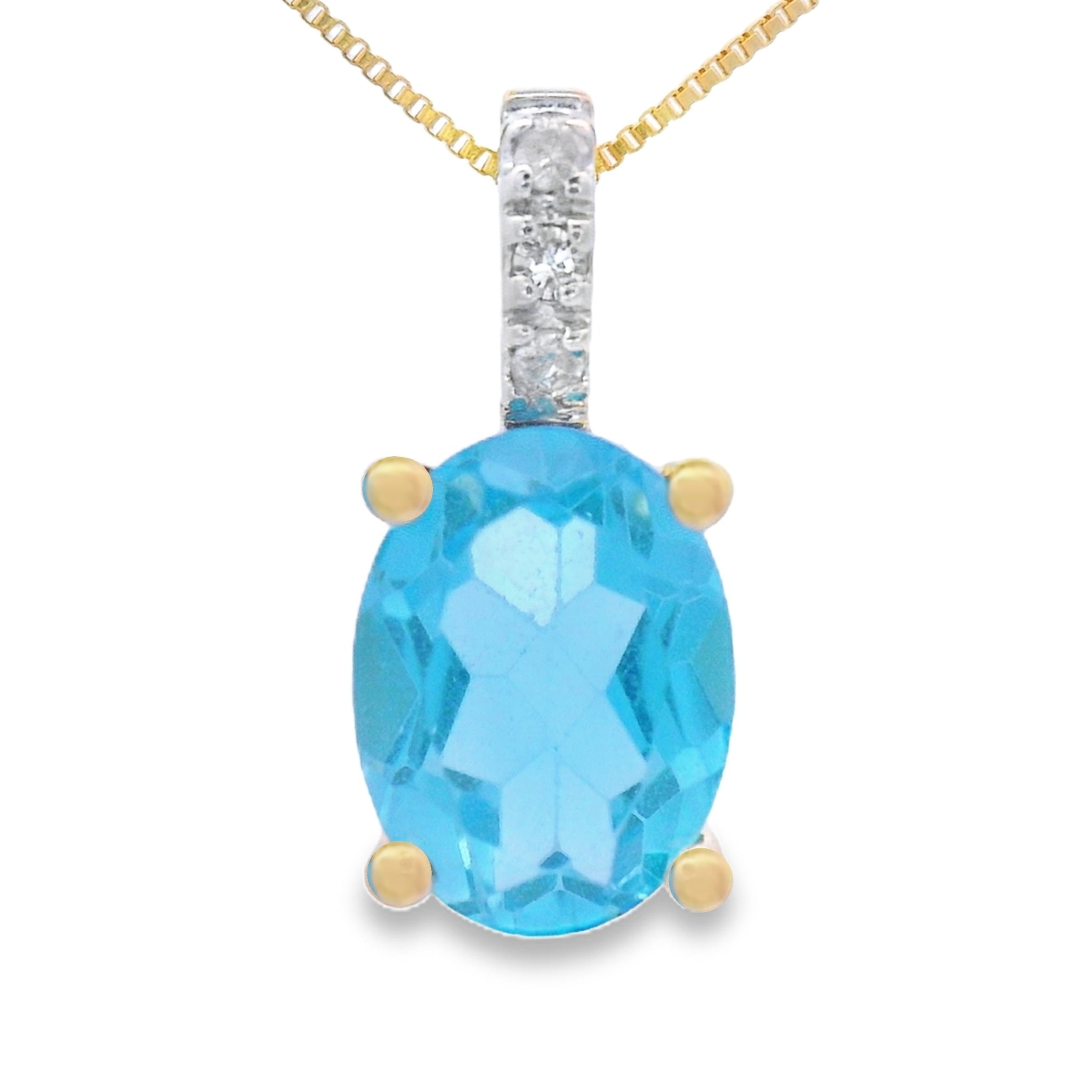 Blue Topaz Diamond Fashion Pendants 10KT Yellow Gold by Bids.com