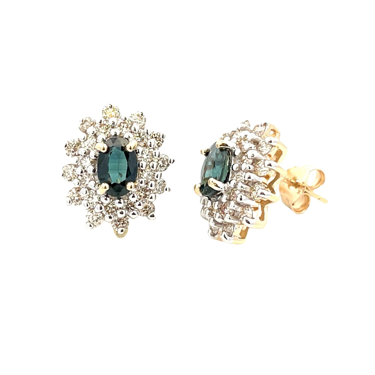 2.30ct Sapphire Diamond Earrings 14KT Yellow Gold by Bids.com