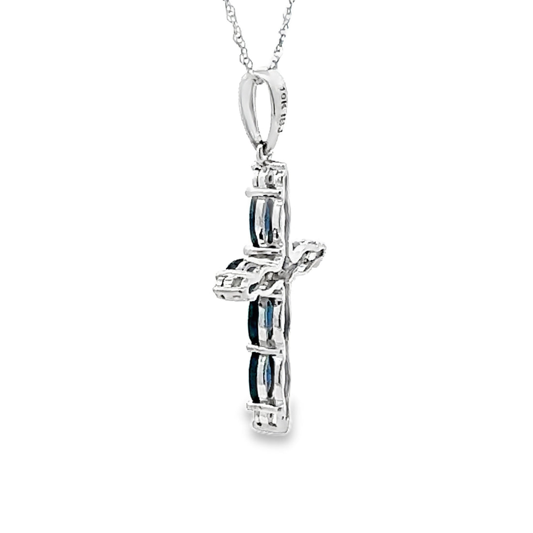 1.08ct Sapphire Cross Religious Pendant 10KT White Gold by Bids.com