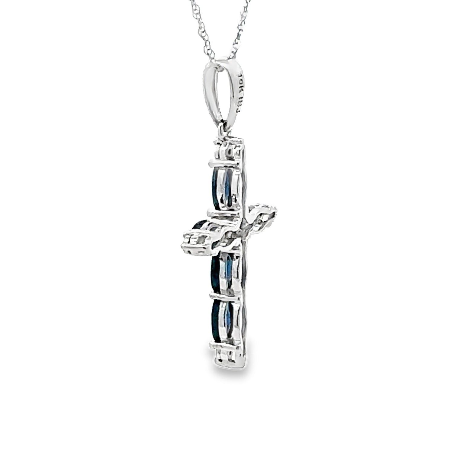 1.08ct Sapphire Cross Religious Pendant 10KT White Gold by Bids.com