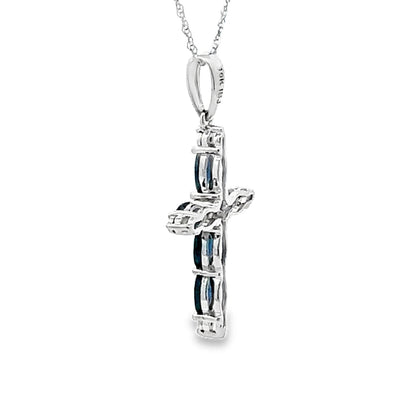 1.08ct Sapphire Cross Religious Pendant 10KT White Gold by Bids.com