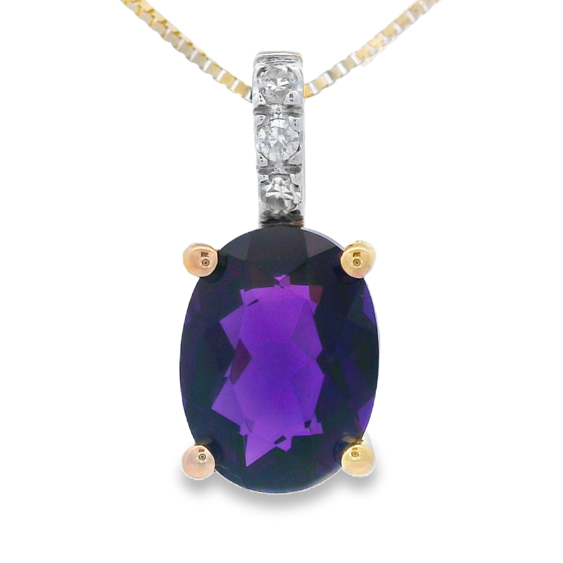 Amethyst Diamond Fashion Pendants 10KT Yellow Gold by Bids.com