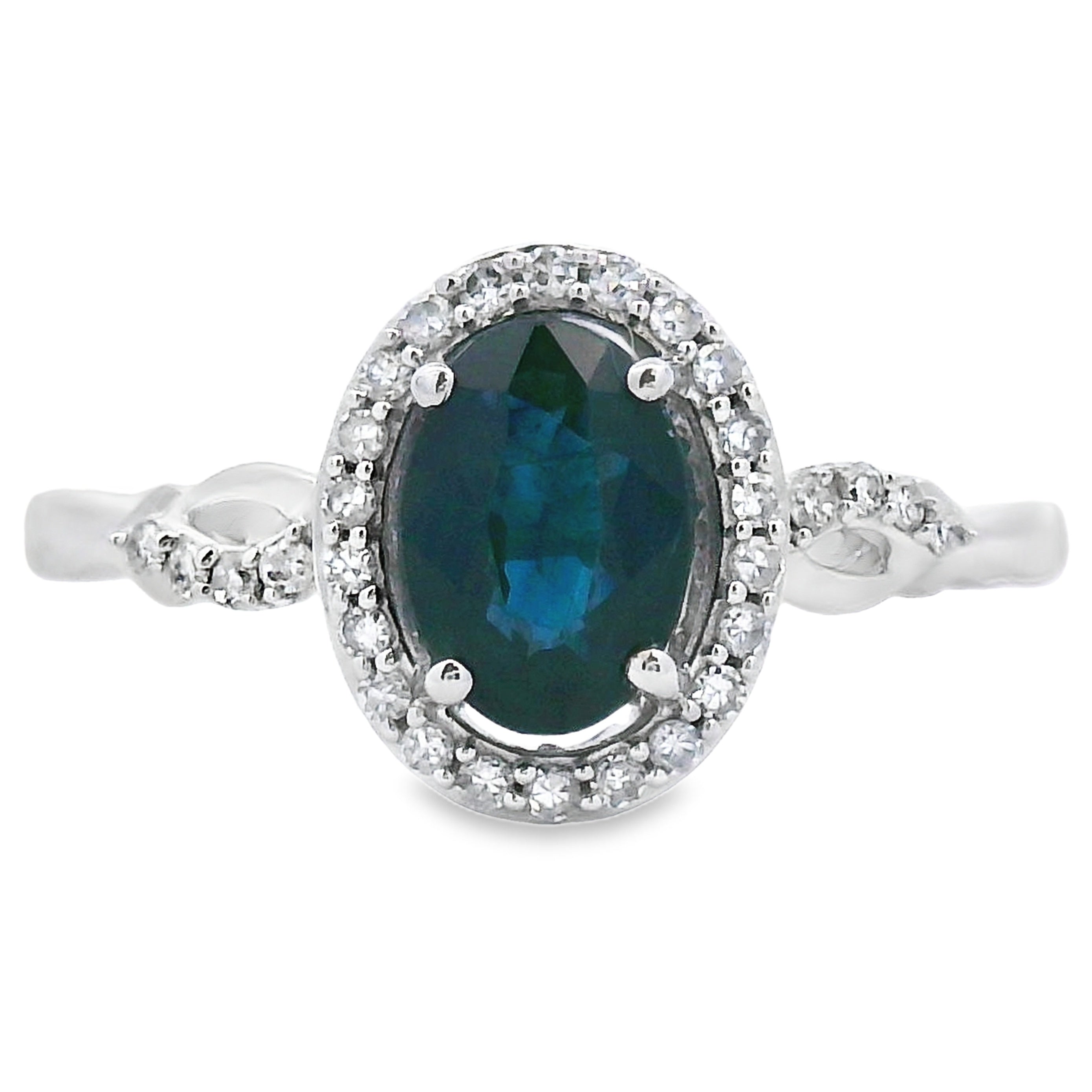 Natural 1.07ct Sapphire Diamond Ring 10KT White Gold by Bids.com