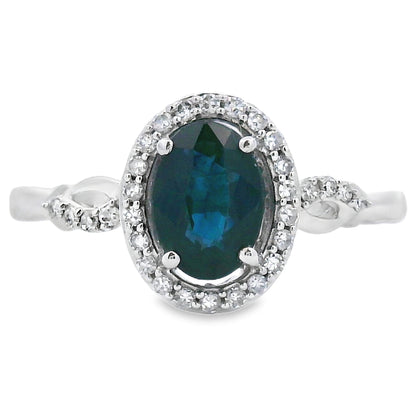 Natural 1.07ct Sapphire Diamond Ring 10KT White Gold by Bids.com