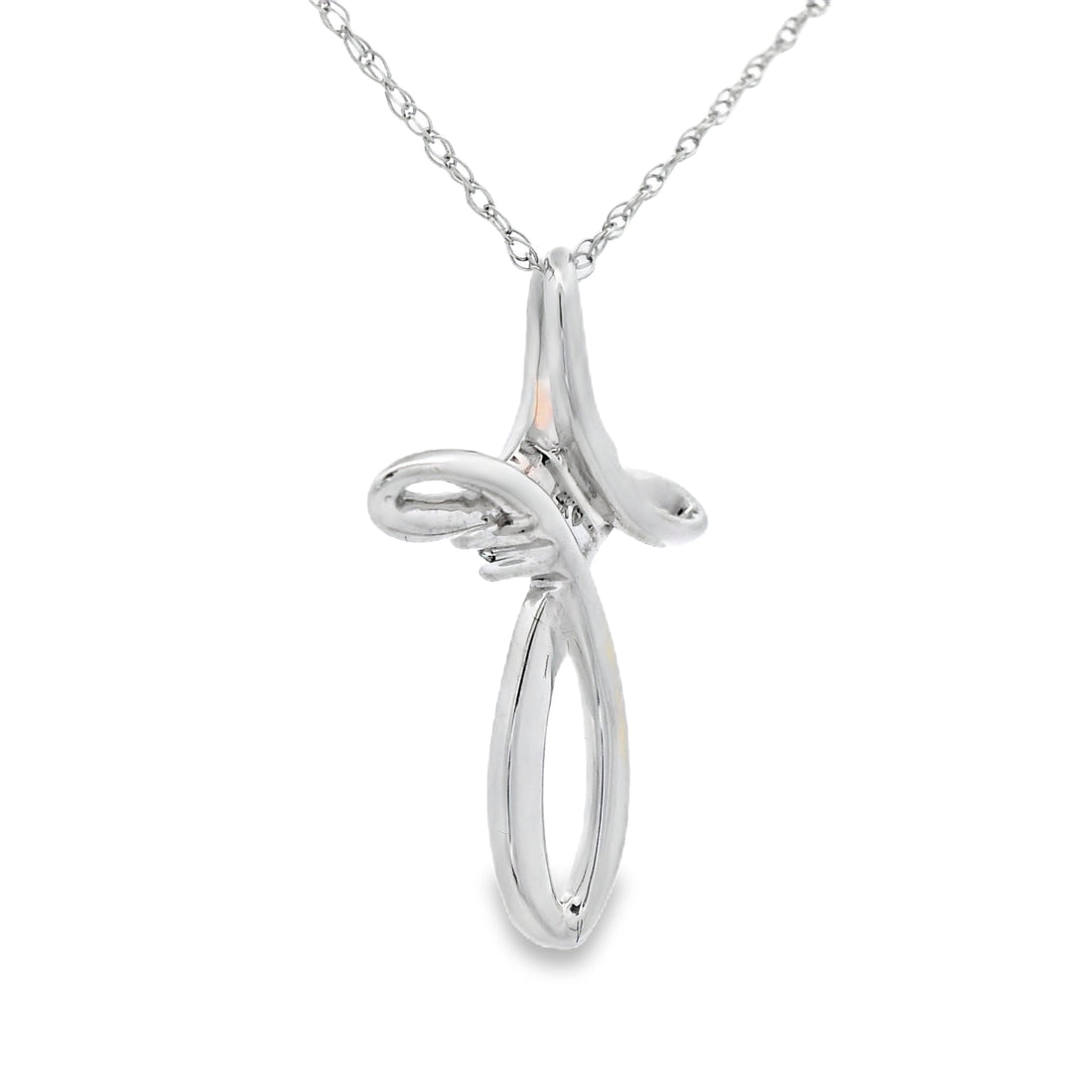.04ct Diamond Cross Religious Pendant 14KT White Gold by Bids.com