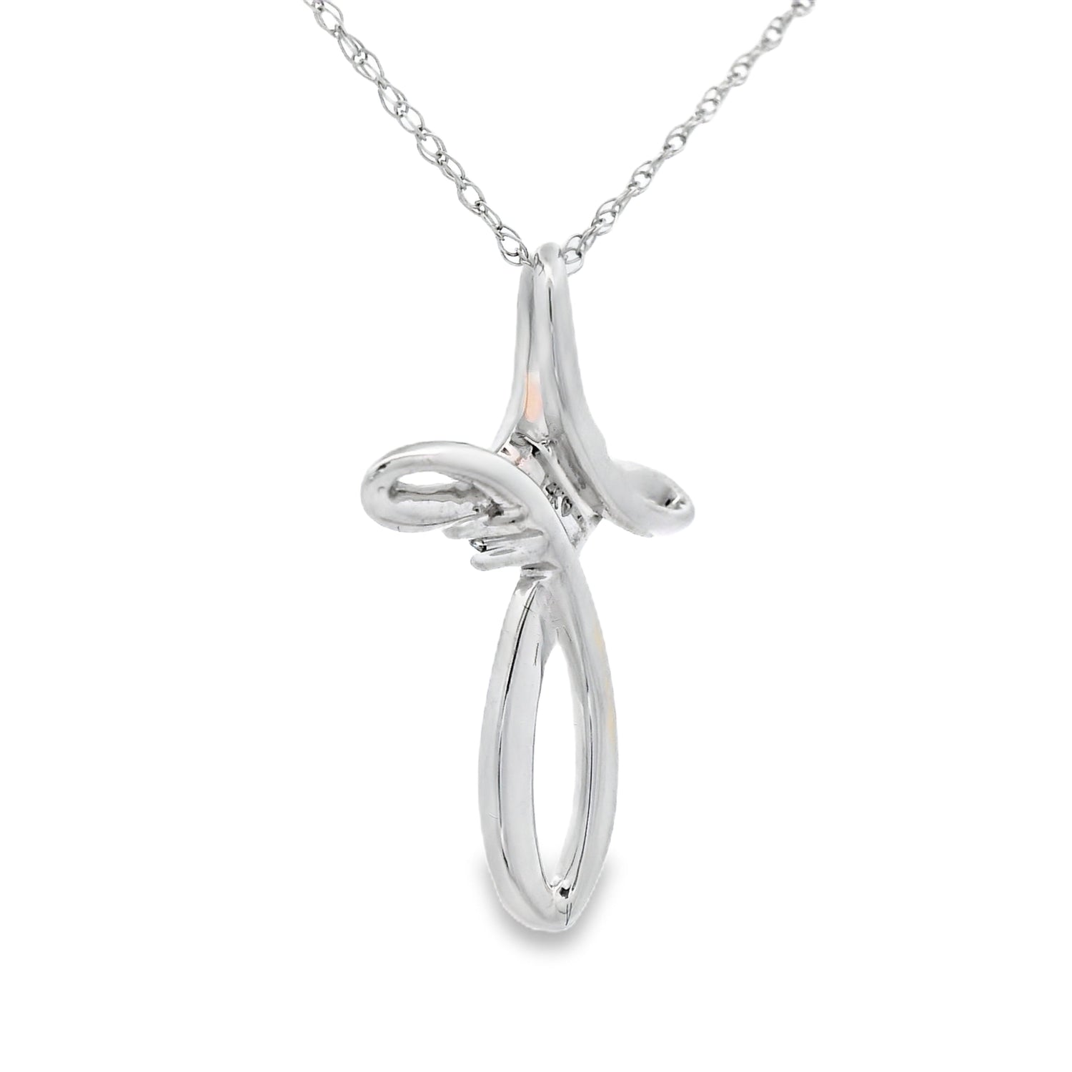 .04ct Diamond Cross Religious Pendant 14KT White Gold by Bids.com