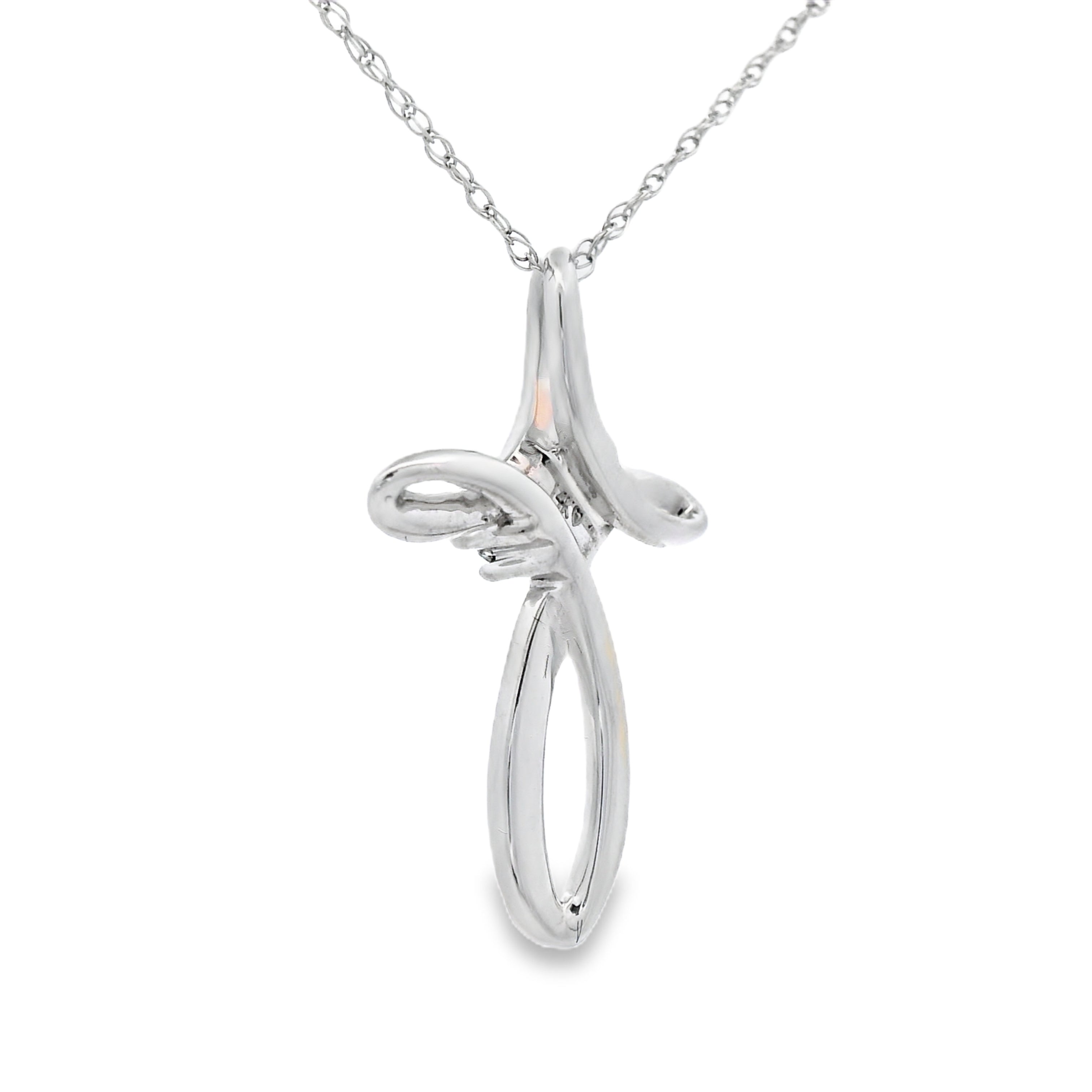 .04ct Diamond Cross Religious Pendant 14KT White Gold by Bids.com