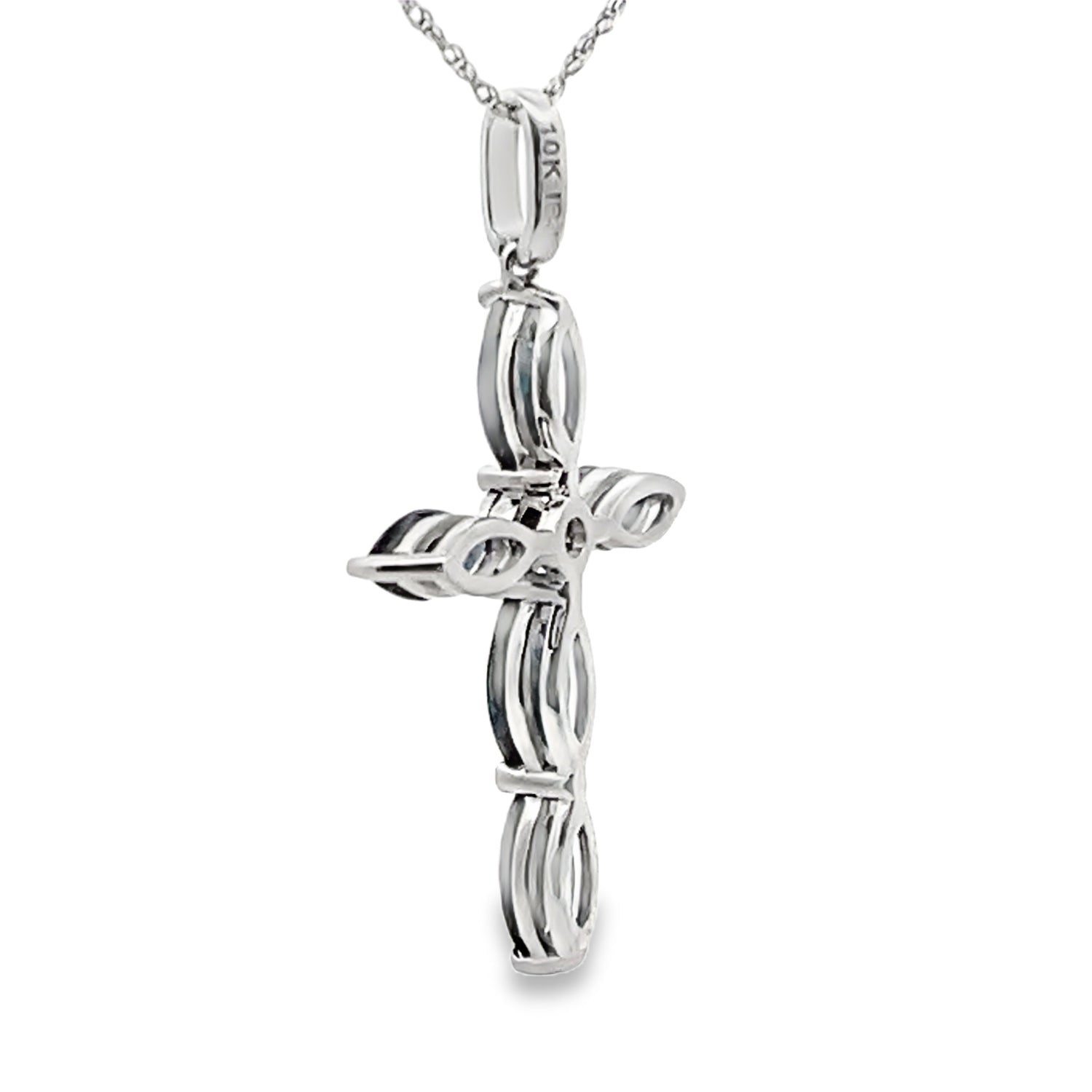 1.73ct Sapphire Cross Religious Pendant 10KT White Gold by Bids.com