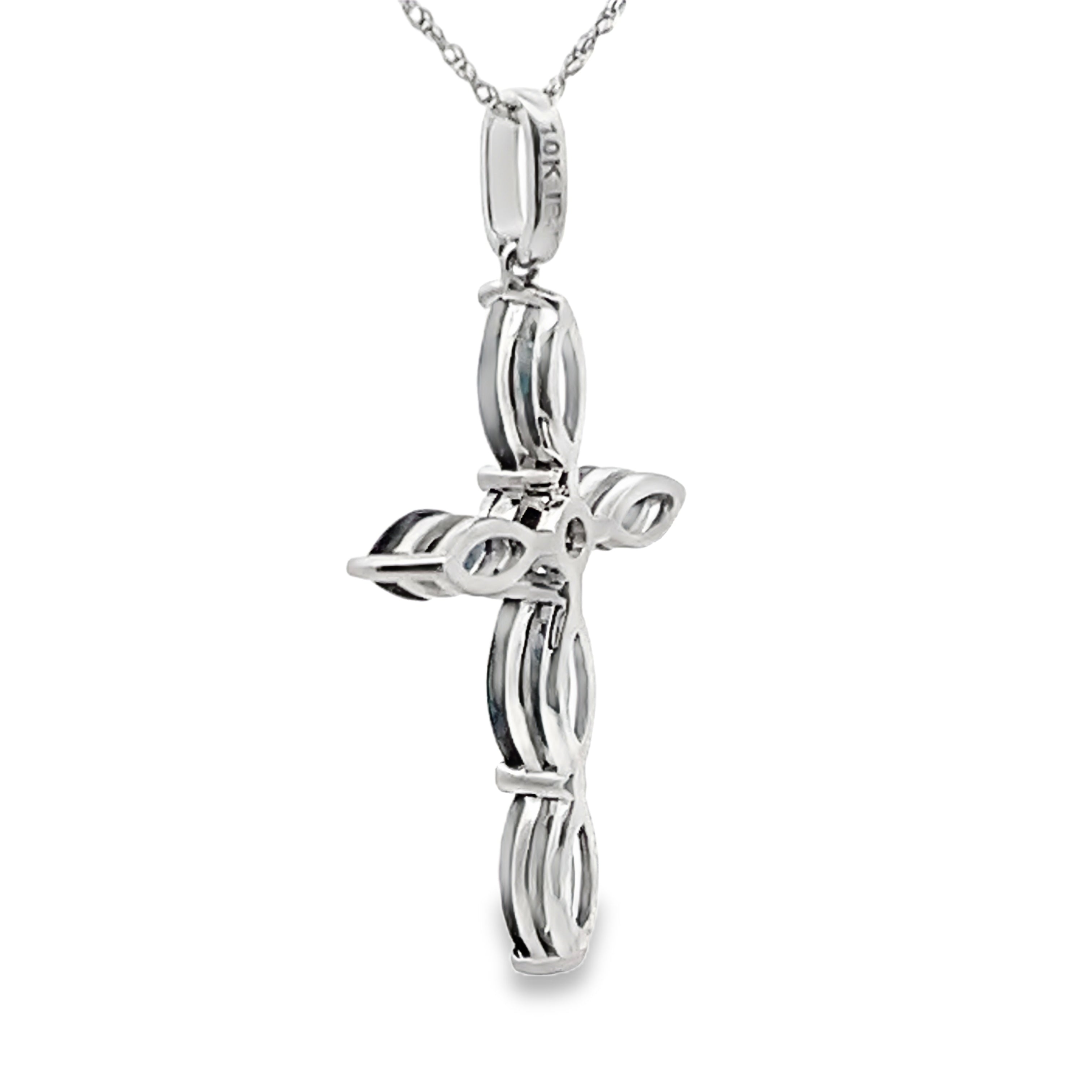 1.73ct Sapphire Cross Religious Pendant 10KT White Gold by Bids.com